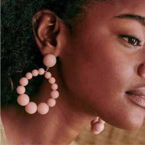Sezane Pink Beaded Hoop Earrings